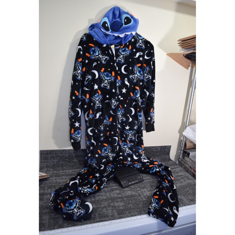 Disney Lilo & Stitch Halloween Soft Fleece ONE PIECE Pajama PJ Jumpsuit WOMENS L